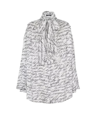 Pussy-bow shirt with “Love Letter” print