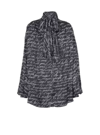 Pussy-bow shirt with “Love Letter” print