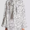 Pussy-bow shirt with “Love Letter” print Pussy-bow shirt with “Love Letter” print