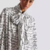 Pussy-bow shirt with “Love Letter” print Pussy-bow shirt with “Love Letter” print