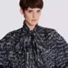Pussy-bow shirt with “Love Letter” print Pussy-bow shirt with “Love Letter” print