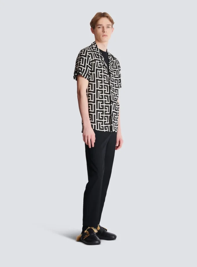 Pyjama shirt with monogrammed print Pyjama shirt with monogrammed print
