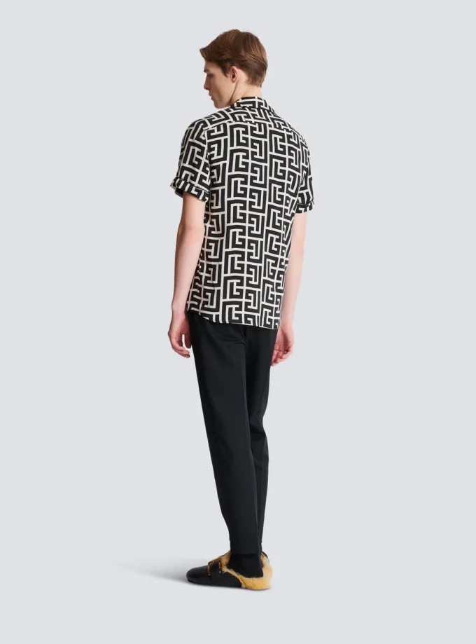 Pyjama shirt with monogrammed print Pyjama shirt with monogrammed print