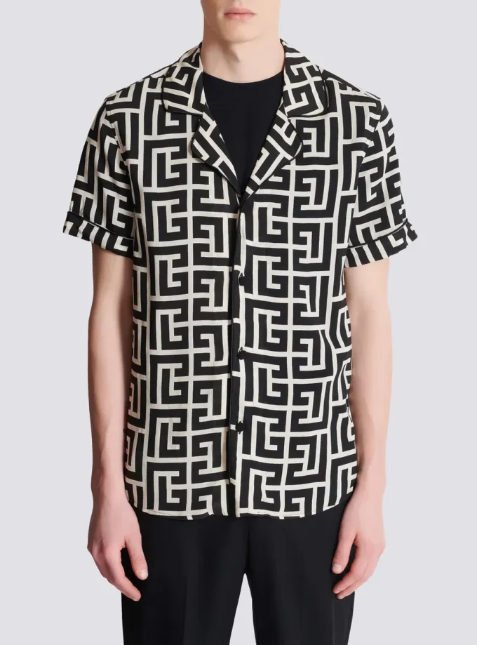 Pyjama shirt with monogrammed print Pyjama shirt with monogrammed print