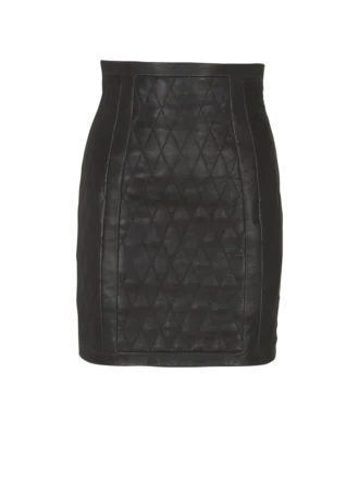 Quilted lambskin skirt with diamond motif