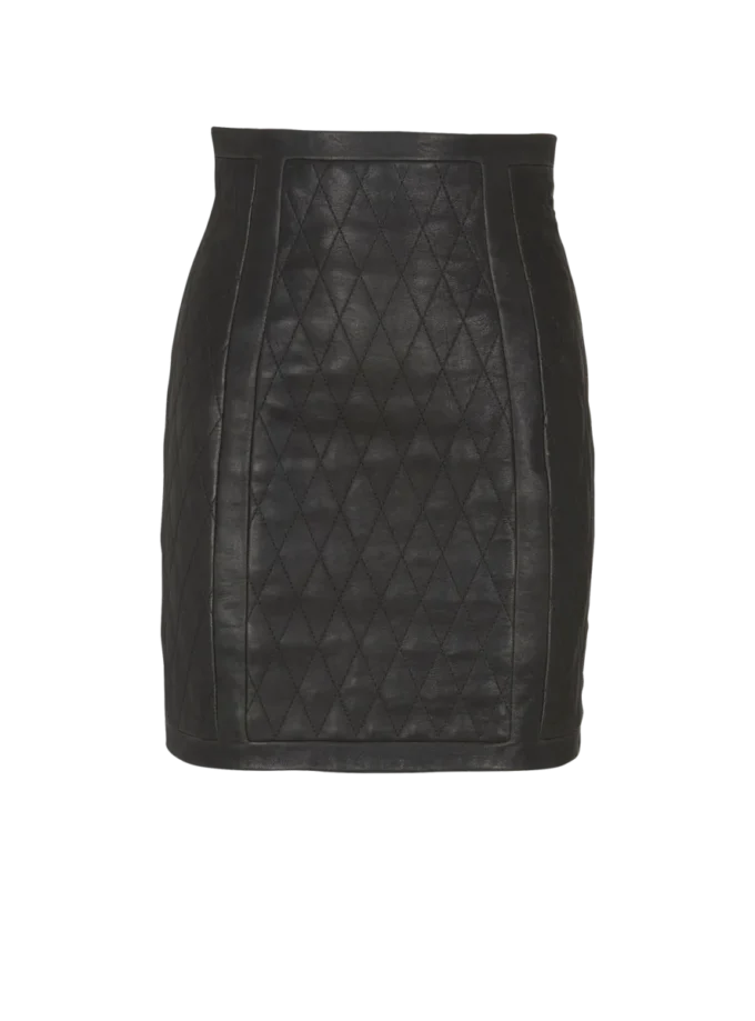 Quilted lambskin skirt with diamond motif Quilted lambskin skirt with diamond motif