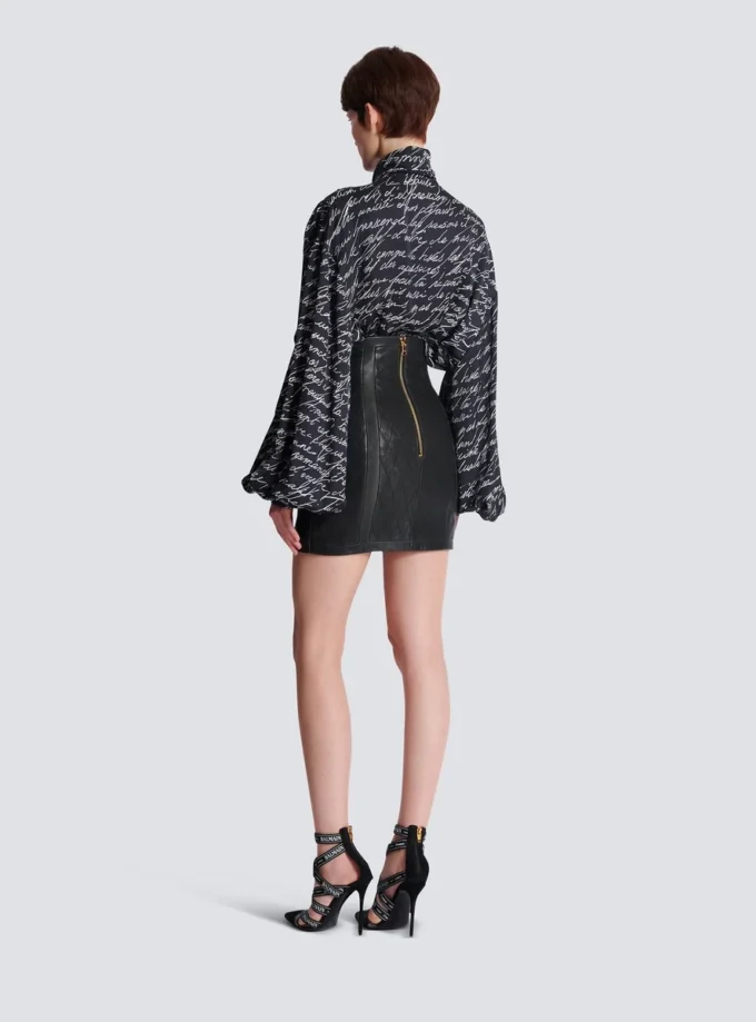 Quilted lambskin skirt with diamond motif Quilted lambskin skirt with diamond motif