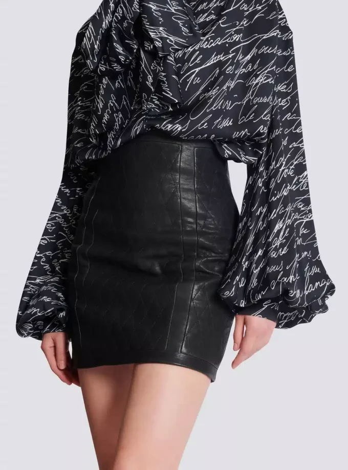 Quilted lambskin skirt with diamond motif Quilted lambskin skirt with diamond motif