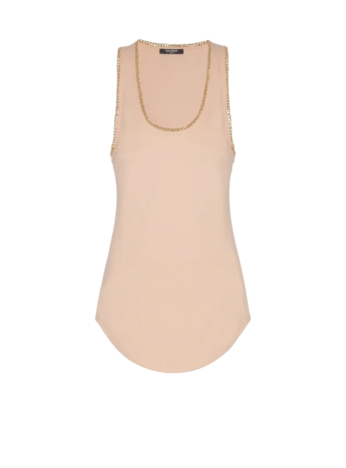 Relaxed jersey tank top with chains