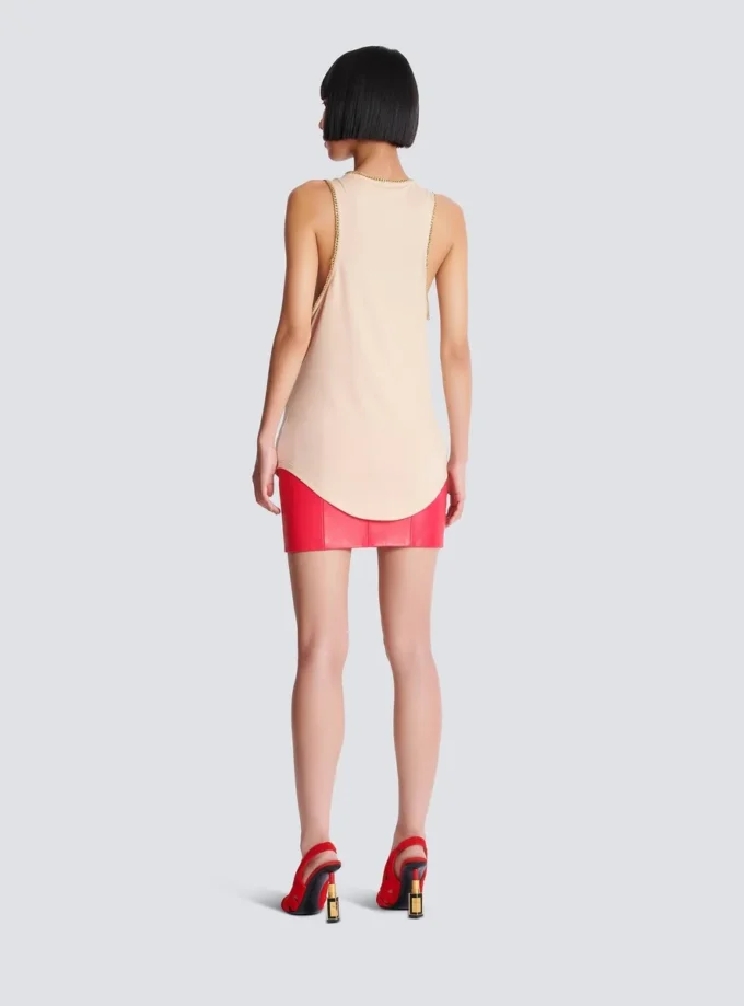 Relaxed jersey tank top with chains