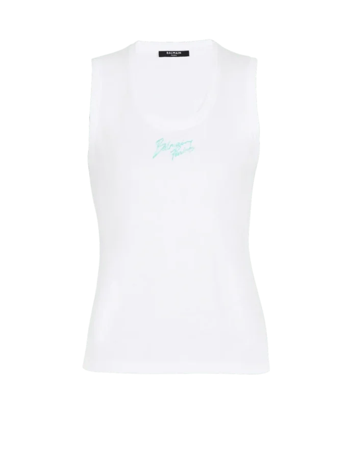 Relaxed tank top with Balmain Paris Brush print Relaxed tank top with Balmain Paris Brush print