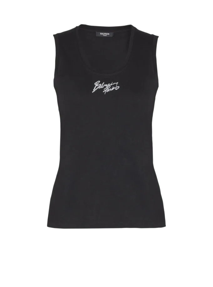 Relaxed tank top with Balmain Paris Brush print Relaxed tank top with Balmain Paris Brush print