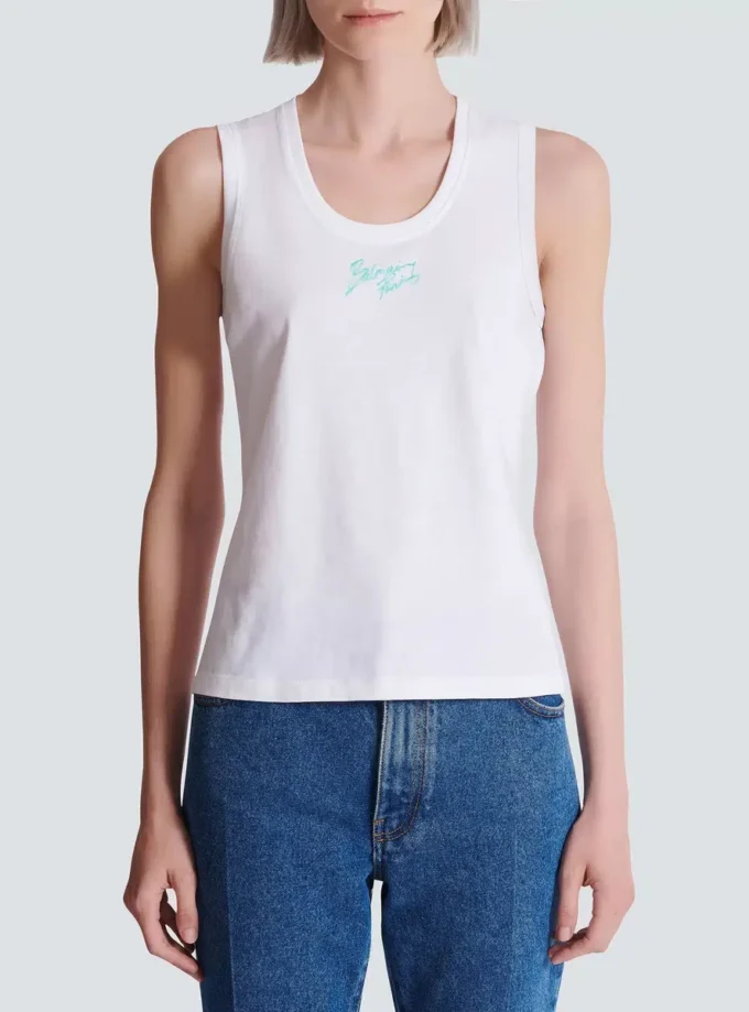 Relaxed tank top with Balmain Paris Brush print Relaxed tank top with Balmain Paris Brush print