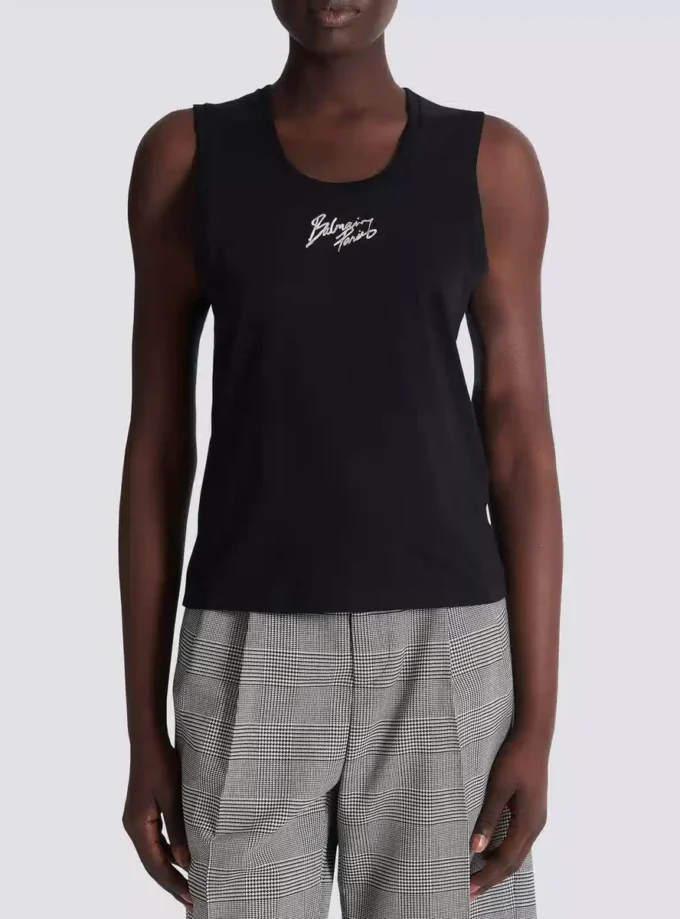 Relaxed tank top with Balmain Paris Brush print Relaxed tank top with Balmain Paris Brush print