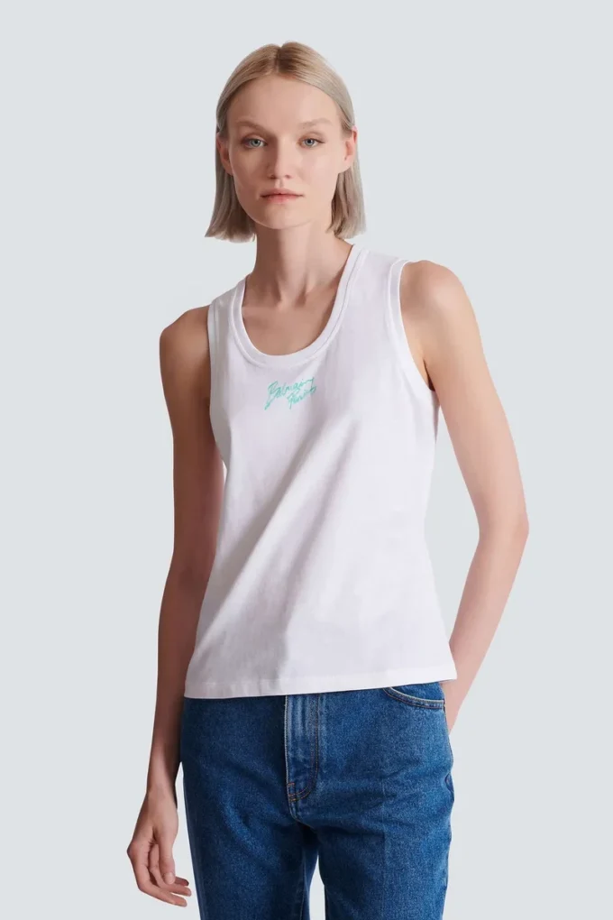 Relaxed tank top with Balmain Paris Brush print Relaxed tank top with Balmain Paris Brush print