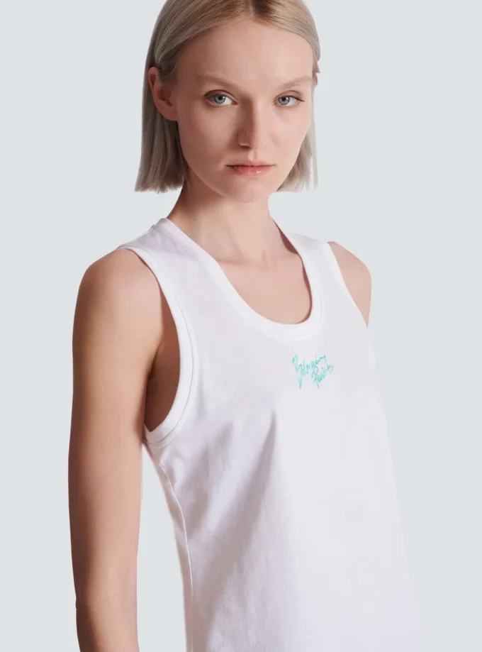 Relaxed tank top with Balmain Paris Brush print Relaxed tank top with Balmain Paris Brush print