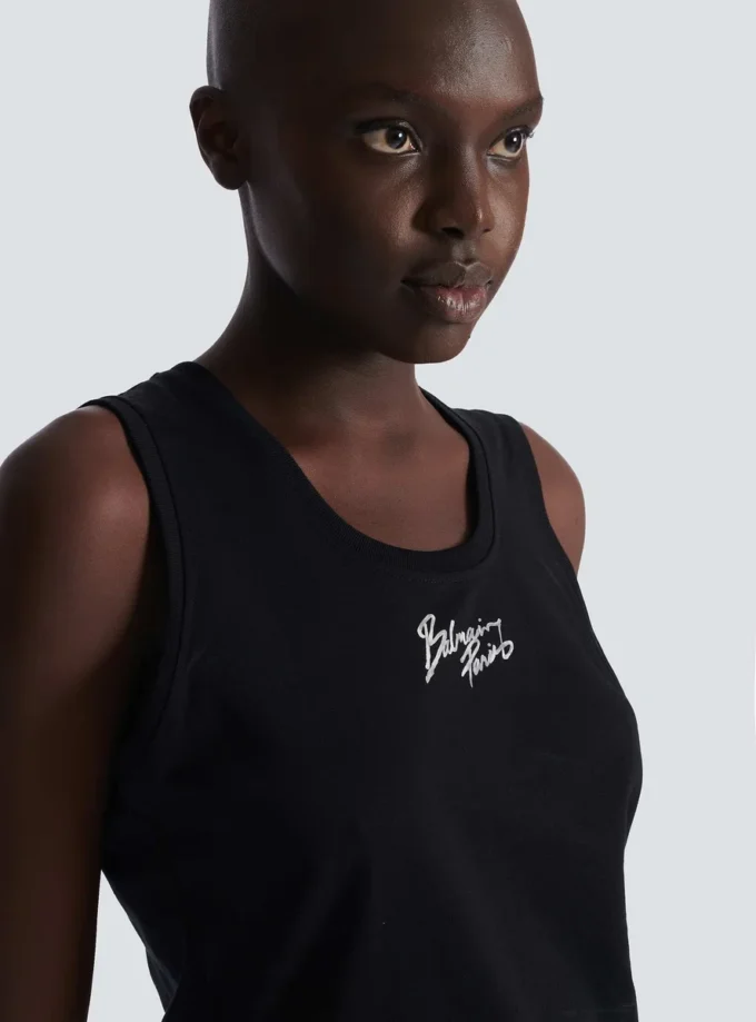 Relaxed tank top with Balmain Paris Brush print Relaxed tank top with Balmain Paris Brush print