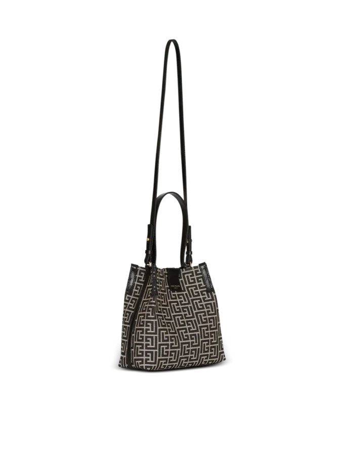 Release Bucket bag in jacquard and calfskin
