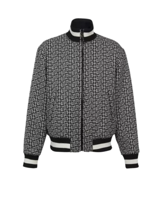 Reversible monogrammed bomber jacket