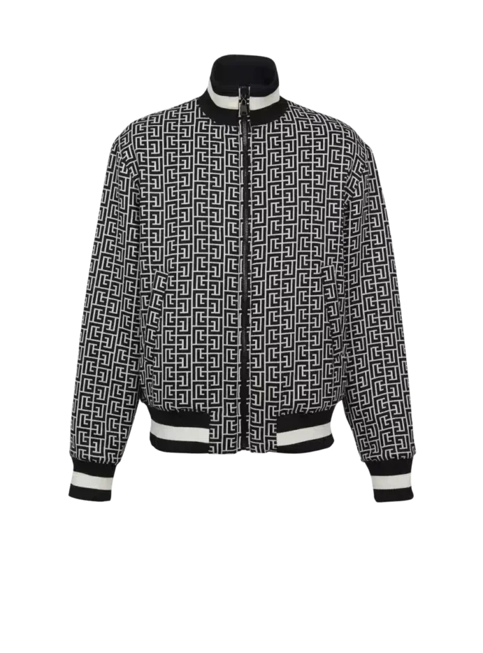 Reversible monogrammed bomber jacket