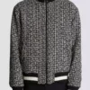 Reversible monogrammed bomber jacket
