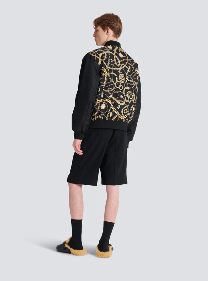 Reversible printed bomber jacket with Chaînes pattern Reversible printed bomber jacket with Chaînes pattern