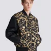 Reversible printed bomber jacket with Chaînes pattern Reversible printed bomber jacket with Chaînes pattern