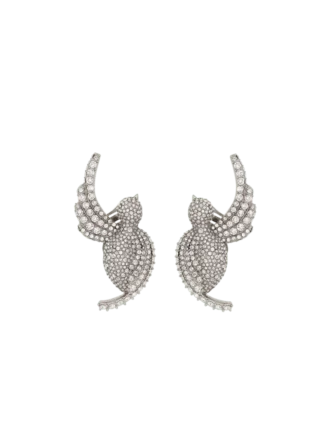 Rhinestone and palladium Swallow earrings