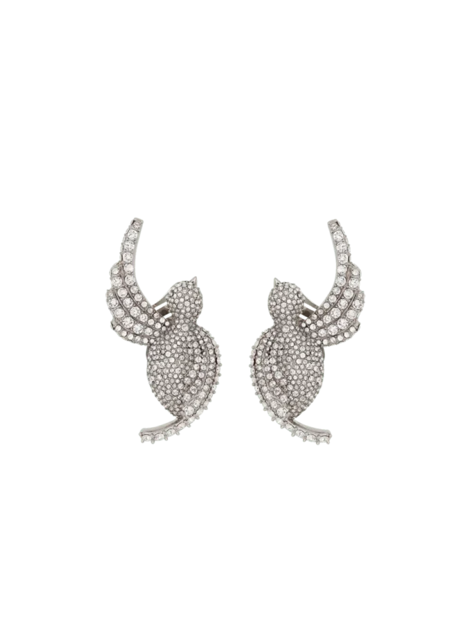 Rhinestone and palladium Swallow earrings