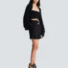 Ribbed knit bolero cardigan