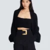 Ribbed knit bolero cardigan
