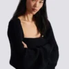 Ribbed knit bolero cardigan