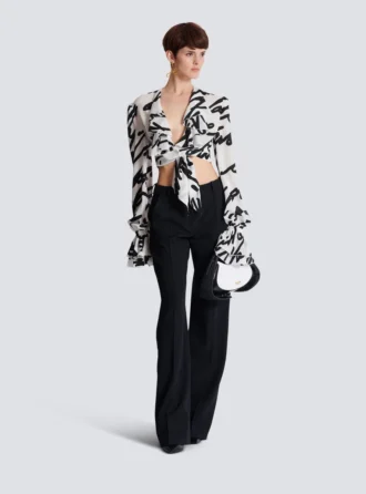 Ruffled love letter knotted crop shirt Ruffled love letter knotted crop shirt
