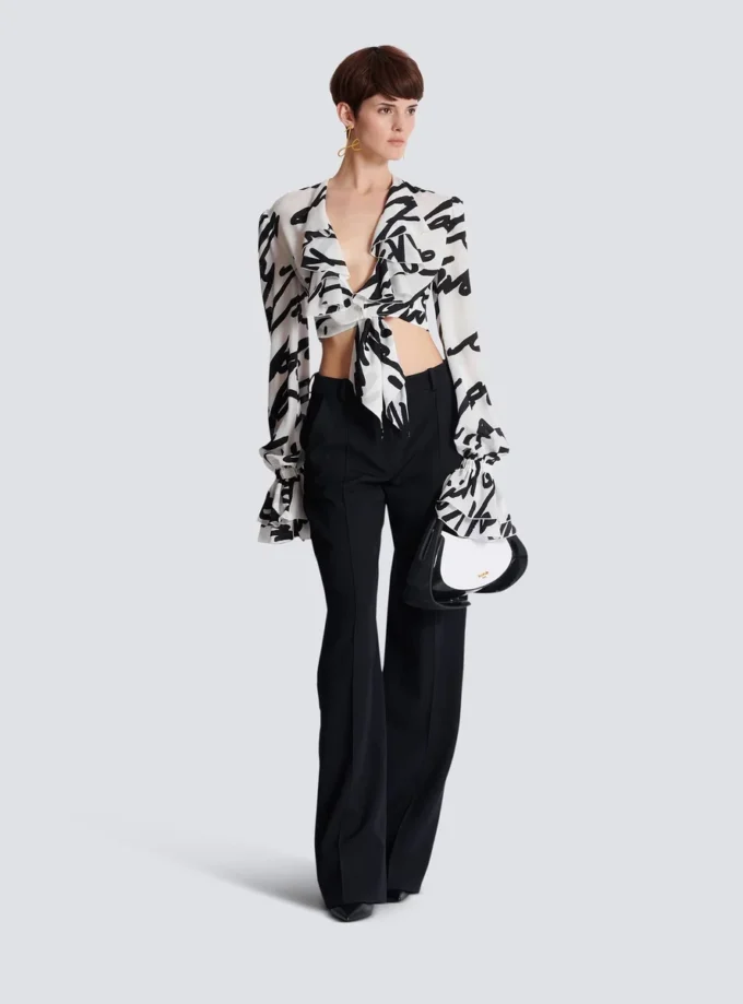 Ruffled love letter knotted crop shirt Ruffled love letter knotted crop shirt