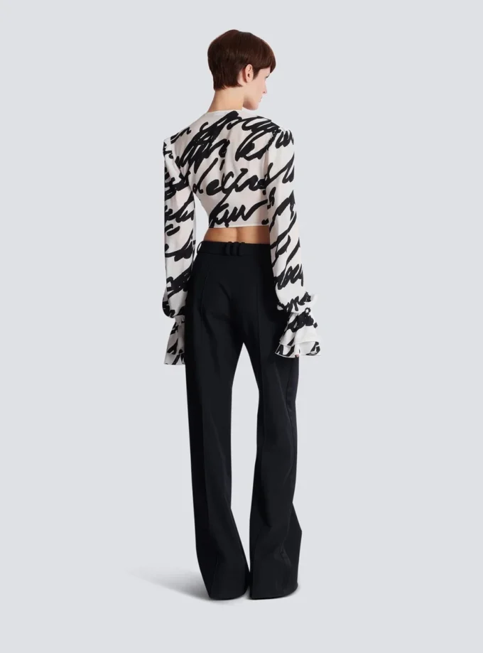Ruffled love letter knotted crop shirt Ruffled love letter knotted crop shirt