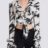 Ruffled love letter knotted crop shirt Ruffled love letter knotted crop shirt