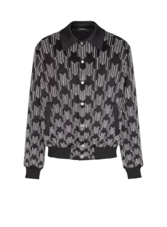 Satin bomber jacket with crystal embroidery