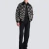 Satin bomber jacket with crystal embroidery Satin bomber jacket with crystal embroidery