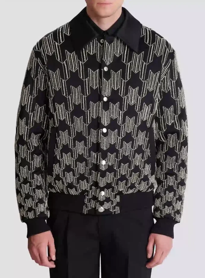 Satin bomber jacket with crystal embroidery Satin bomber jacket with crystal embroidery