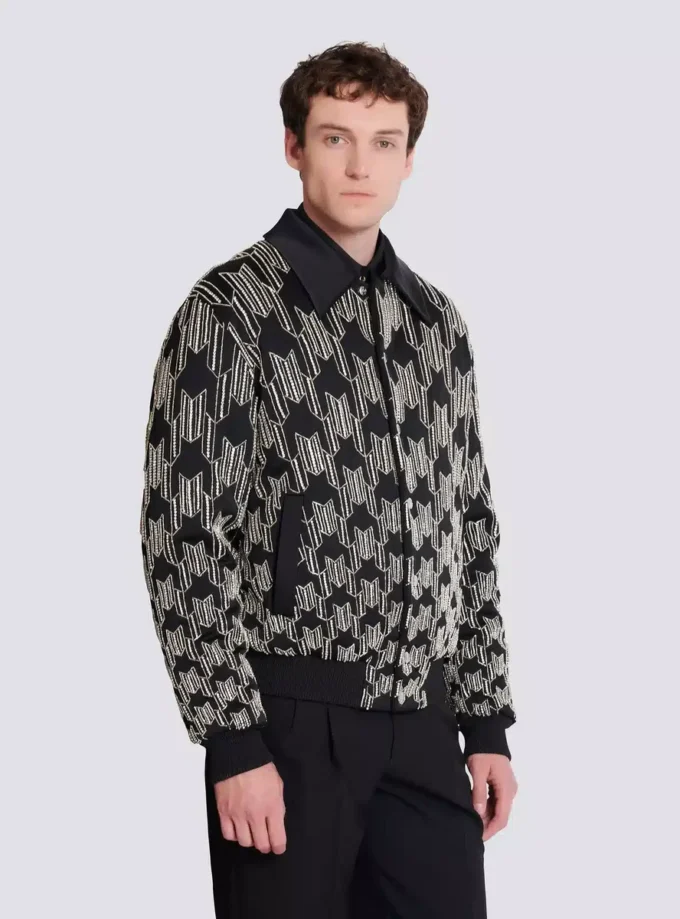 Satin bomber jacket with crystal embroidery Satin bomber jacket with crystal embroidery