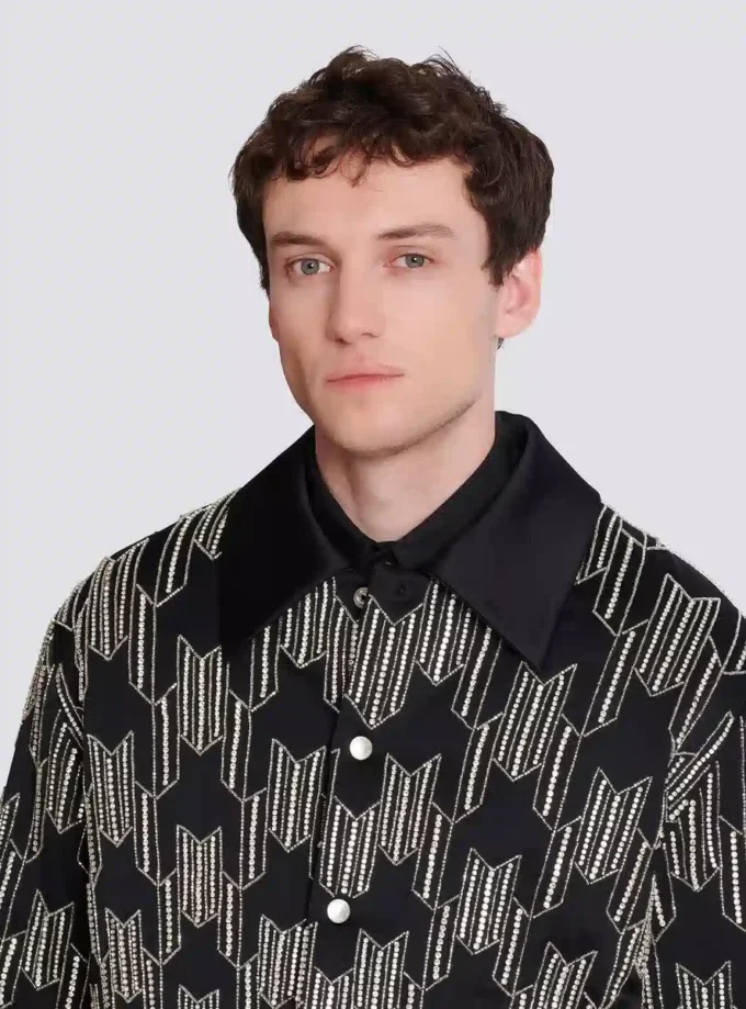 Satin bomber jacket with crystal embroidery Satin bomber jacket with crystal embroidery