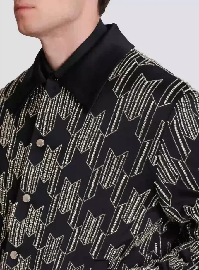 Satin bomber jacket with crystal embroidery Satin bomber jacket with crystal embroidery