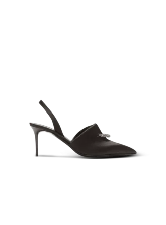 Satin slingbacks with piercing