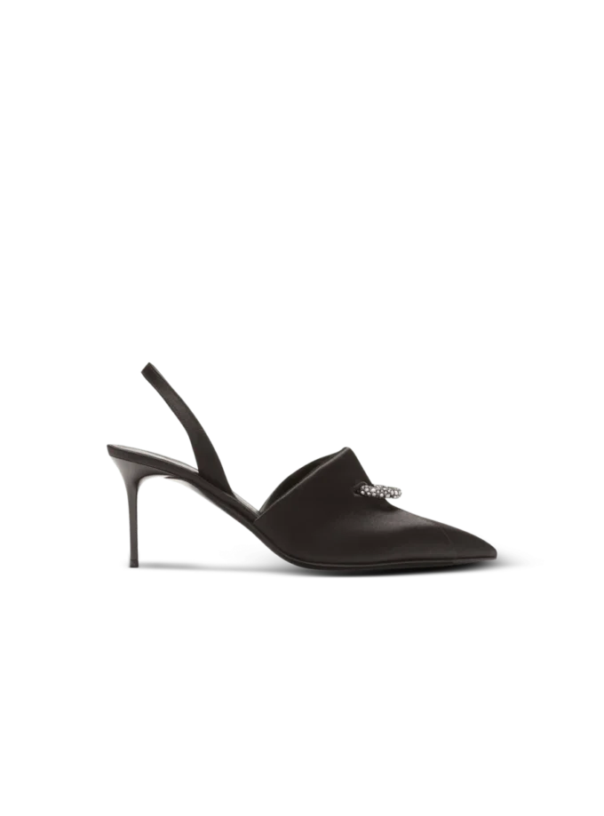 Satin slingbacks with piercing