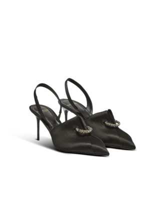 Satin slingbacks with piercing