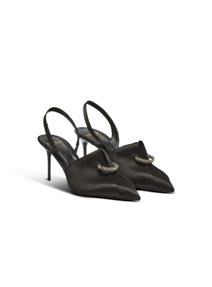 Satin slingbacks with piercing