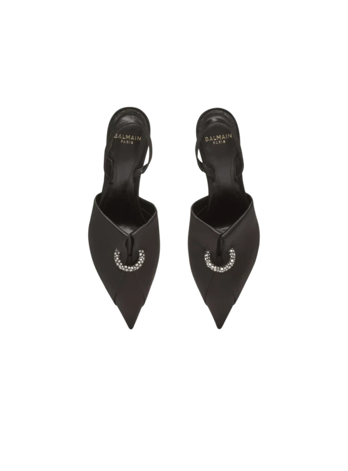 Satin slingbacks with piercing