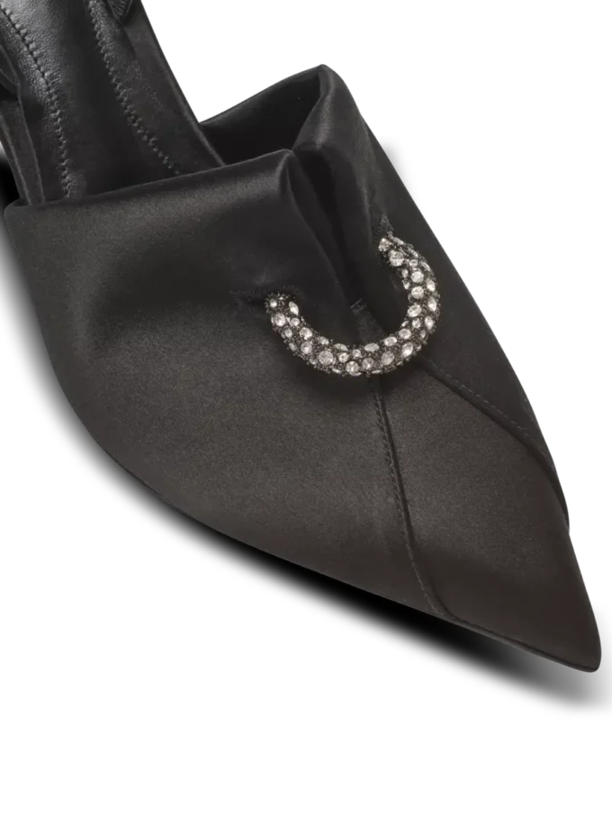 Satin slingbacks with piercing