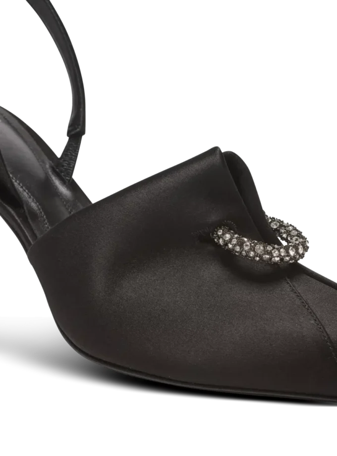 Satin slingbacks with piercing