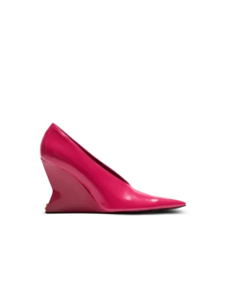 Shiny lambskin Wedge pumps
